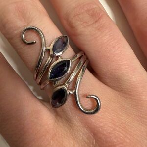 Stylish Silver and Purple Gemstone Ring